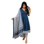Women's Rayon Anarkali Kurta Pant and Dupatta Set
