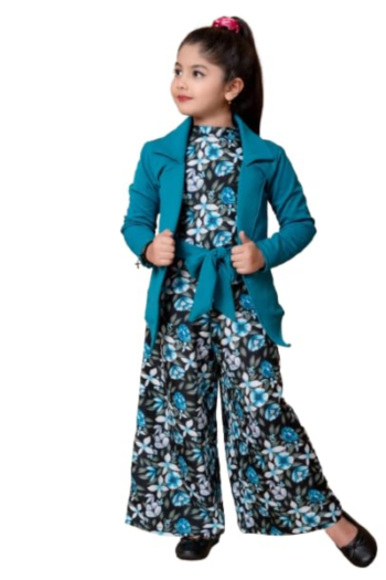SPAMitude Girls Self Designed Premium Cotton Jacket Jumpsuit Dress
